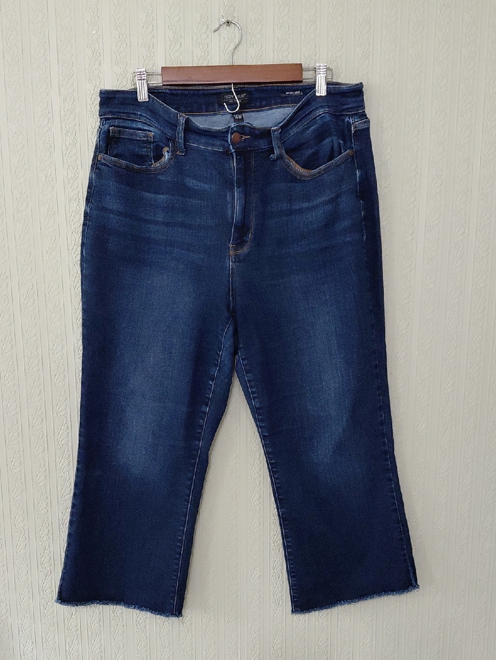 JUDY BLUE womens 14w Dark Blue Wide Leg Capris Casual Comfy Modern